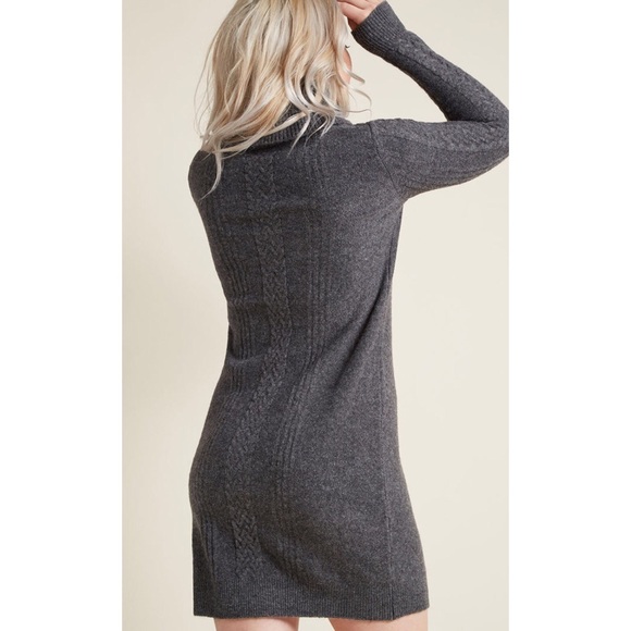 New ModCloth Gray Sweater Dress - Picture 3 of 7